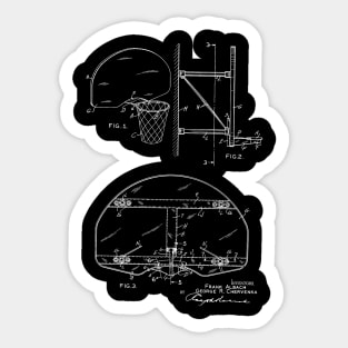 Basketball Goal Vintage Patent Hand Drawing Sticker